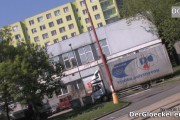 Der Lastkraftwagen nach der Kollision